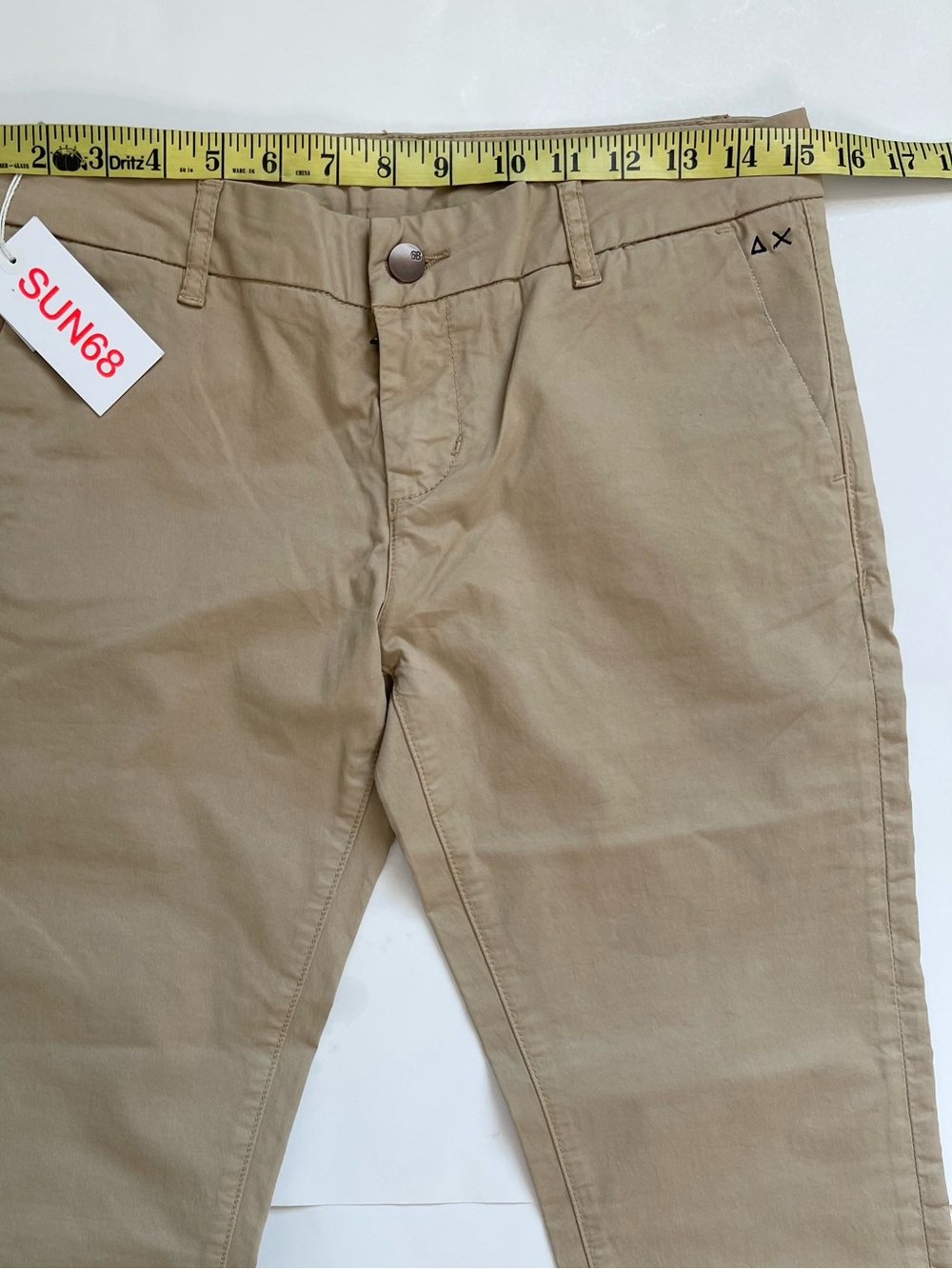 Sun 68 Slim Khaki Chinos in Beige. Size: 27 - Picture 3 of 9